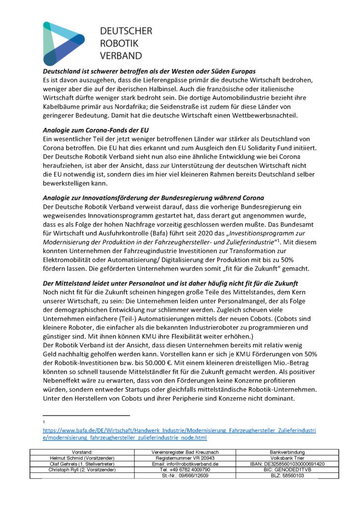 Robotik Verband Forderung nach Förderung Seite 2