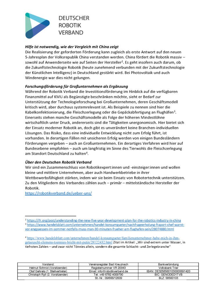 Robotik Verband Forderung nach Förderung Seite 3